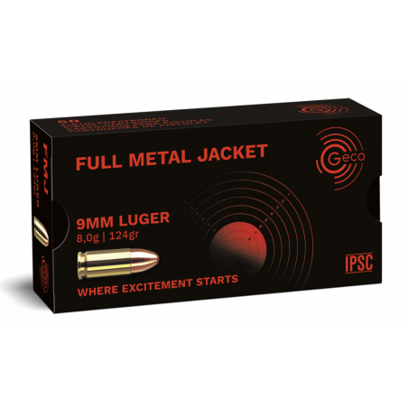 Geco FMJ calibre 9x19 mm 124grs boîte de 50